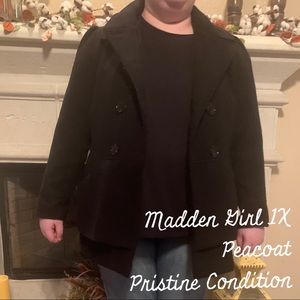 Black Madden Girl 1X Pea Coat in New Condition